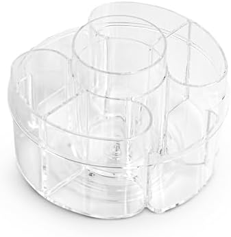 Masirs Small 360 Rotating Makeup Organizer, 5 Compartments, Round Clear
