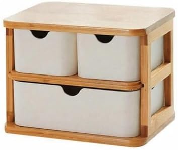 Amagogo Drawer Storage Organizer Bamboo Desktop Storage Box Multi-Compartment Design Removable Drawers Rounded Corners Suitable for Bedroom Counter