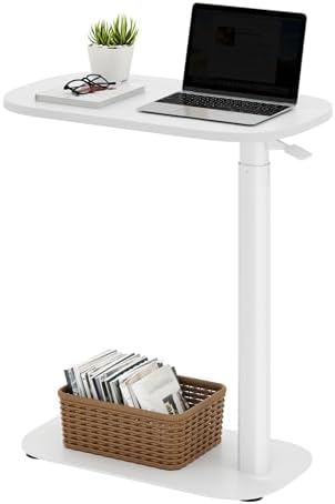 SANODESK 24" Pneumatic Height Adjustable Overbed Bedside Table Mobile