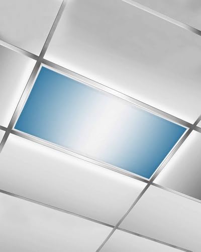 Blue Ombre Geometric Stripes Rainbow Pastel White Magnetic Fluorescent Light Covers for Ceiling Lights 2 x 4 Feet,Office Classroom Kitchen Drop Ceiling Light Covers Lighting Filters Shade Panel 1 Pack