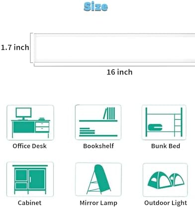 ASOKO 16Inch Under Cabinet LED Workbench Light Plug in Dimmable 6000K