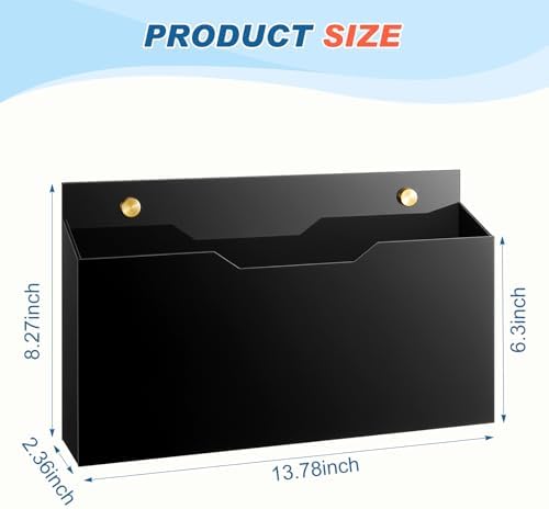 Feifeiya 1 Pcs Black Acrylic File Holder Wall Mount, 14"x8.3"x2.4"