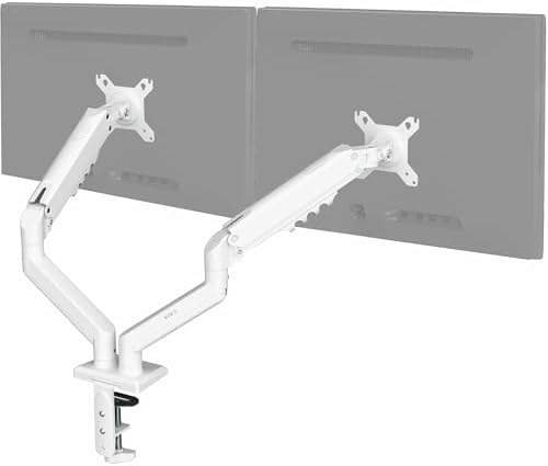 VIVO Aluminum Articulating Dual Monitor Arm for 13 to 30 inch Screens, Desk Mount Tension Spring Monitor Stand for 2 Screens, White, STAND-V102OW