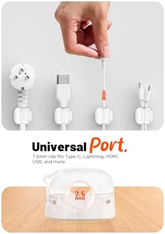 Cable Clips,12Pack Cord Holder Cord Organizer [1s Lock & Strongest Adhesive] Spring Cord Clips Phone Charger Wire Desk Cable Management Nightstand Home Office School Decor Women Desk,Transparent Clear