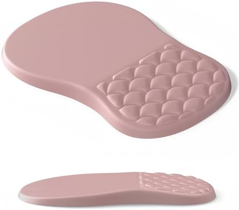 Ergonomic Mouse Pad Wrist Support with Massage Design,Classic Pink Wrist Pain Relief Mousepad with Memory Foam,Non-Slip PU Base