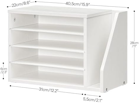 HOOBRO Mail Sorter, Literature Organizer with Adjustable Shelves, Paper Organizer for Office, Home, Wood Countertop File Holders, Mails, Magazines, White WT41WF01