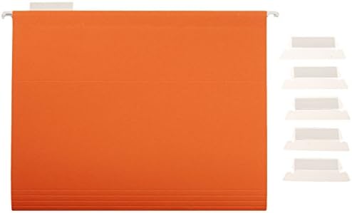 Amazon Basics Hanging File Folders with Adjustable Tabs, Sturdy Expandable Document Organizer, Letter Size, Assorted Colors, 25-Pack