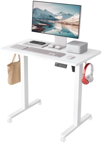 Monomi 35"x20" Small Electric Standing Desk,Whole Piece Desktop,White