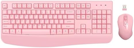 EDJO Wireless Keyboard and Mouse Combo, USB Plug & Play (Pink)