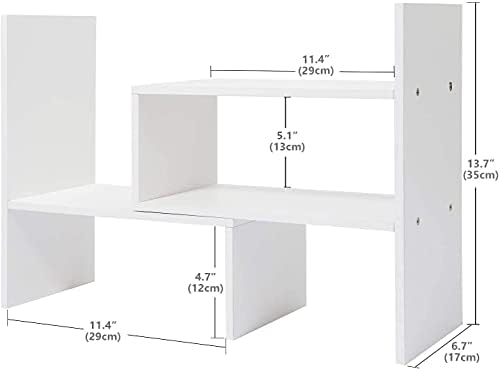 Sorfity Expandable Wood Desktop Bookshelf Desktop Organizer Office Storage Rack Wood Display Shelf - Free Style Display True Natural Stand Shelf Rack Assemble