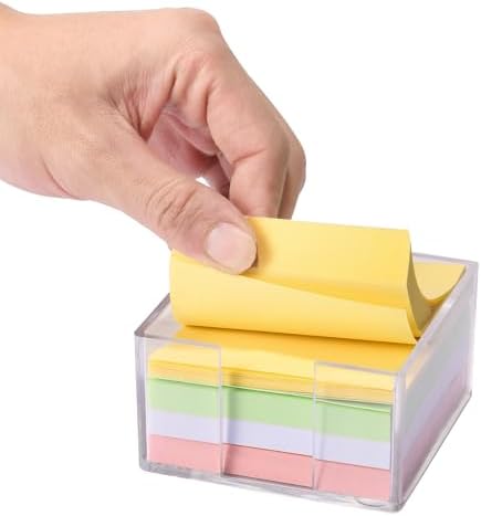 3x3 Inch Acrylic Sticky Note Holder, Crystal Clear Sticky Note Dispenser for Dorm Room Home and Office Acrylic Desk Organizer