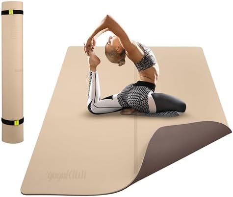 Gogokiwi Large Yoga Mat (6'x4') – 1/4" & 1/2" Thick Exercise Mats for Home Workout, Extra Wide Workout Mats for Home Gym, Yoga, Pilates, Stretching, Floor & More