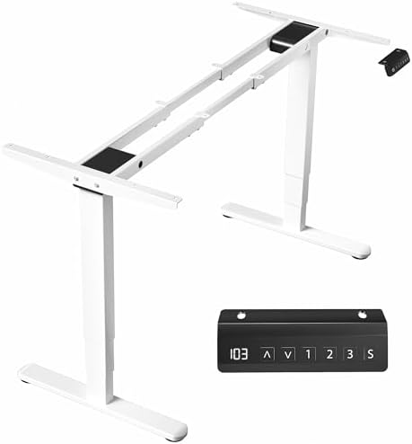 VIVO Electric Dual Motor Stand Up Desk Frame for 40 to 85 inch Table Tops, Frame Only, 3 Stage Height Adjustable DIY Workstation with Memory Controller, White, DESK-V103EW