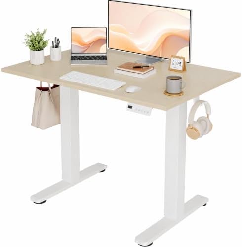Claiks Electric Standing Desk 40x24 Inch Adjustable Desk, Nature