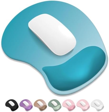 ITNRSIIET Ergonomic Mouse Pad, Cushioned Gel Wrist Rest, Non-Slip Base, Smooth Surface, Compatible with All Mice for Office & Gaming, Desk Accessory, 9.5 x 8.2 inch, Blue