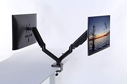 ApexDesk Dual Monitor Arm Desk Mount – Adjustable Height Gas Spring – VESA Mount with C Clamp & Mounting Base – Computer Monitor Stand for Screen up to 32 inch – Holds up to 20 lbs., Black (DMM-24)