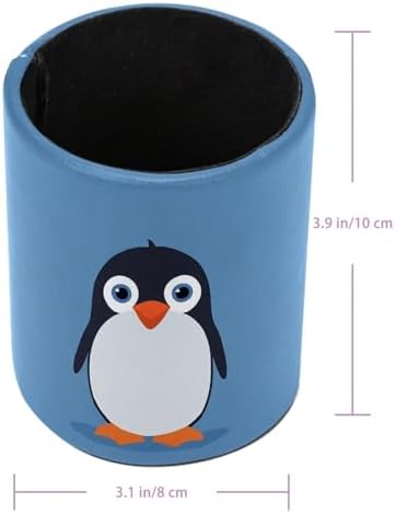 Penguin Pen Holder Pencil Organizer Cute Pencil Cup Desk Decor Makeup Brush Holder PU Multifunctional Office Supplies for Home Classroom School