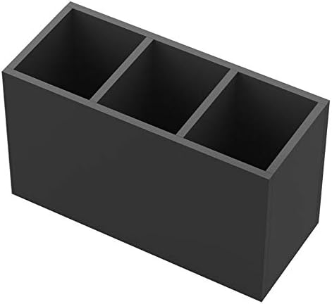 NIUBEE Black Pen Holder 3 Compartments, Acrylic Desk Pencil Organizer Cup