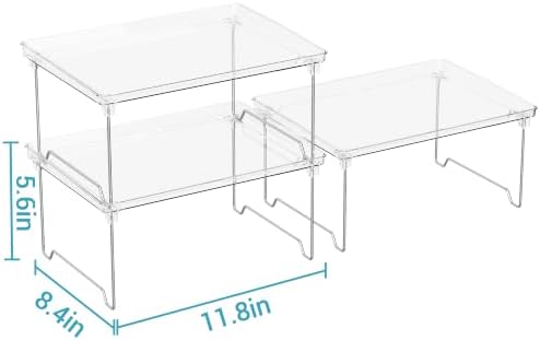STARLATTA 3 Pcs Stackable Clear Acrylic Cabinet Organizer Shelf