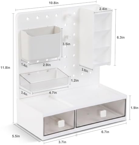 Comix Desk Organizer with Drawers, for Office Dorm Home, White