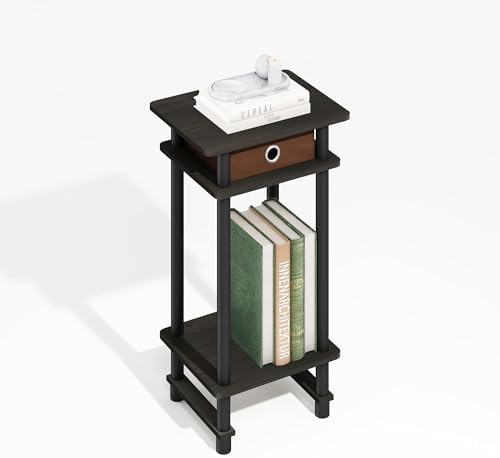Furinno Turn-N-Tube Toolless 3-Tier Compact Side Table, Black Espresso