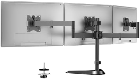 Triple Monitor Stand, Full Motion Arm Fits up to 27 inch