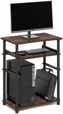 Furinno Home Desk, 23.6 Wide Gaming Desk with Keyboard Tray, Open Shelf Laptop Notebook Computer Desk, Office Desk for Home Office, Study Room, Dorm, Bedroom, Amber Pine