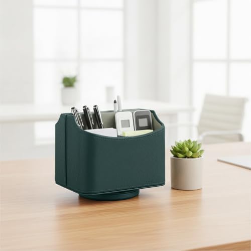 UnionBasic Rotating Desk Organizer, 360 Desk Spinning Caddy, Desktop TV Guide/Mail/Media/Remote Controller Holder Organizer,Lychee Dark Ivy