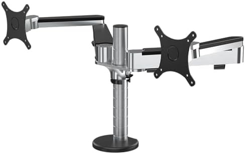 VERSADESK OmniView Dual Monitor Stand - Height Adjustable Arms for 24"-27" Screens - Desk Mount with 360° Rotation - VESA Compatible - Each Arm Supports up to 15lbs | Black