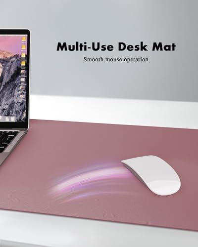 YSAGi Double-Sided Desk Pad, Leather Desk Mat, Eco Cork Desk Pad Protector, Large Mouse Pad for Desk, Waterproof Desk Blotter Pad, Desk Writing Pad for Office Work&Home(23.6"x13.7",Cork+Dark Pink)