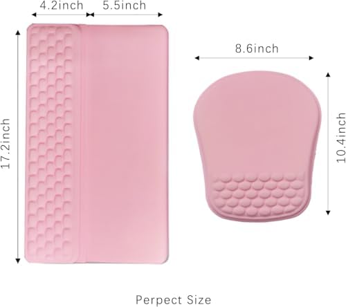 Keyboard Wrist Rest -Ergonomic Keyboard Stand with Wrist Rest- with Carpal Tunnel Pain Relief Massage Bumps and Full Memory Gel Design - Ideal Frequent Computer (Pink)