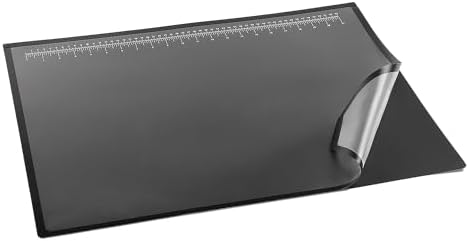 Artistic Logo Pad Engineering Desk Mat Pad for Desktop Organization & Document Protection, Printed Ruler Measurements, Black/Clear, 19" x 24"