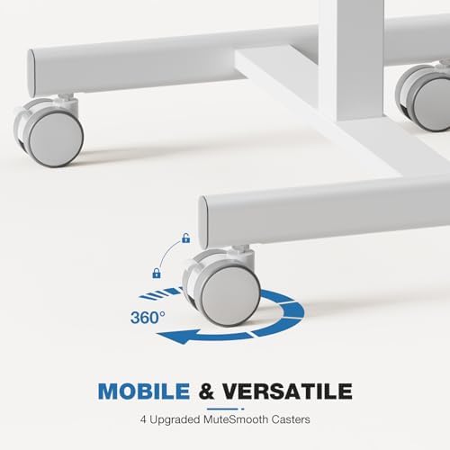 DUMOS Mobile Rolling Desk with Wheels Adjustable Height