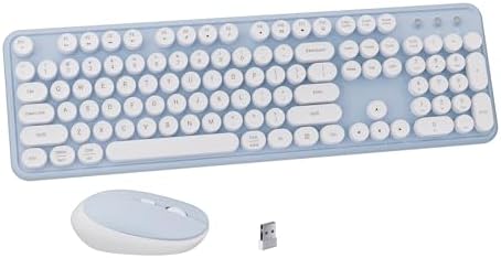 Colorful Wireless Keyboard and Mouse Combo Blue White