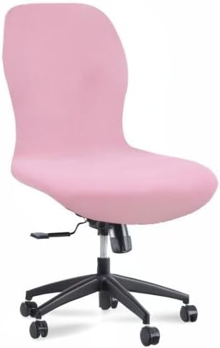 Deisy Dee Velvet Stretch Armless Office Chair Covers - Colorful Stretch Slipcover for Desk Chairs (Pink)