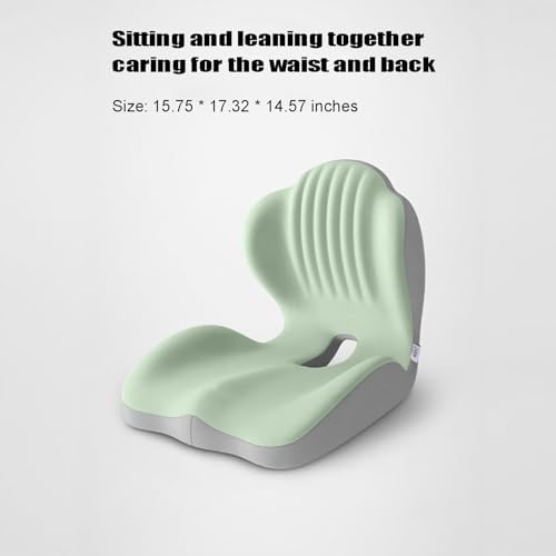 Ergonomic Memory Foam Seat Cushion with Lumbar Support, Posture Corrector for Office Chair (Grayish Blue)