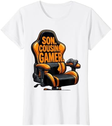 Son Cousin Gamer Funny Cartoon Gaming Chair Humor T-Shirt