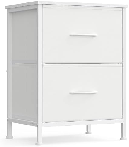 SONGMICS Nightstand with 2 Fabric Drawers, Bedside Table, Side End Table