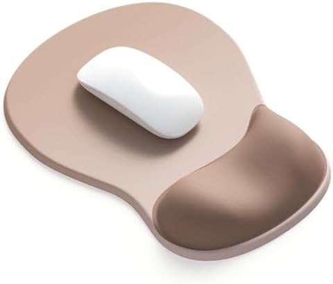 Ergonomic Mouse Pad with Gel Wrist Support, Comfortable Wrist Rest Mousepad with Non-Slip PU Base for Pain Relief, Desk, Home & Office(Brown)