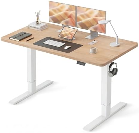 CubiCubi 48 x 24 Electric Height Adjustable Standing Desk, Maple