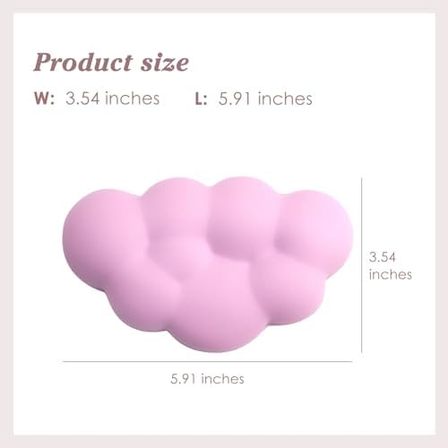 Cloud Wrist Rest Cushion for Mouse Ergonomic Soft PU Leather Memory Foam Wrist Pain Relief Mouse Wrist Support Pad with Anti-Skid Base for Office School Home Laptop & Computer Mouse (Pink)
