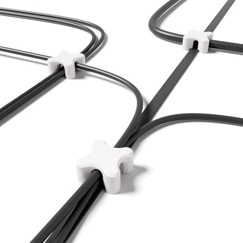 Magnetic Cable Organizer – Desktop Multipurpose Cord Keeper & Cable Management Clip for Home & Office (White Cross 20Pcs)