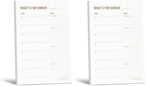 Meal Planning Notepad - What's for Dinner Weekly Meal Planner and Grocery List Magnet Pad with Tear-Off Shopping List - Family Dinner Menu for Fridge & Meal Prep - 6x9” - 50 Sheets (Pack of 2)