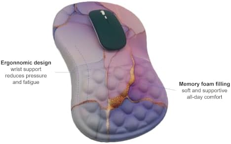 Ergonomic Mouse Pad with Wrist Support to Reduce Pressure and Fatigue, Memory Foam Filling, Non-Slip PU Grip Base