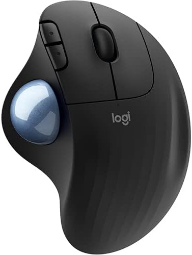 Logitech Ergo M575 New Version Wireless Trackball Mouse, Easy Thumb Control, Precision and Smooth Tracking, Ergonomic Comfort Design, Windows/Mac, Bluetooth, USB - Graphite Extra Battery Bundle