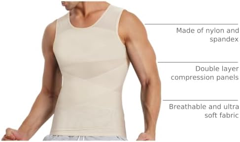 TAILONG Men's Compression Shirt for Body Shaper Slimming Vest Tight Tummy Underwear Tank Top