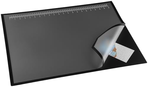 Colingmill 24 x 19 Inch Black Desk Pad with Clear Ruler Overlay