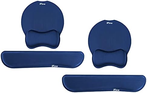 iFine Upgrade Enlarged Superfine Fibre Soft Smooth Memory Foam Ergonomic Mouse Pad & Keyboard Wrist Rest for Desktop Laptop Mac Gaming Office School or Home for Stress Free Typing (Blue Two Sets)