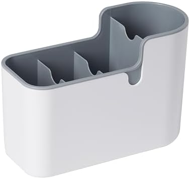 Amazon Basics Countertop & Wall Organization for Utensils, Space-Saving, Divided Compartments, White & Grey