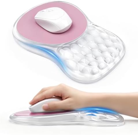 Clear Ergonomic Mouse Pad Wrist Support with Massage Design, Wrist Rest Pain Relief Mousepad with Gel&Non-Slip Silicone Base, Mouse Pads for Wireless Mouse & Desk